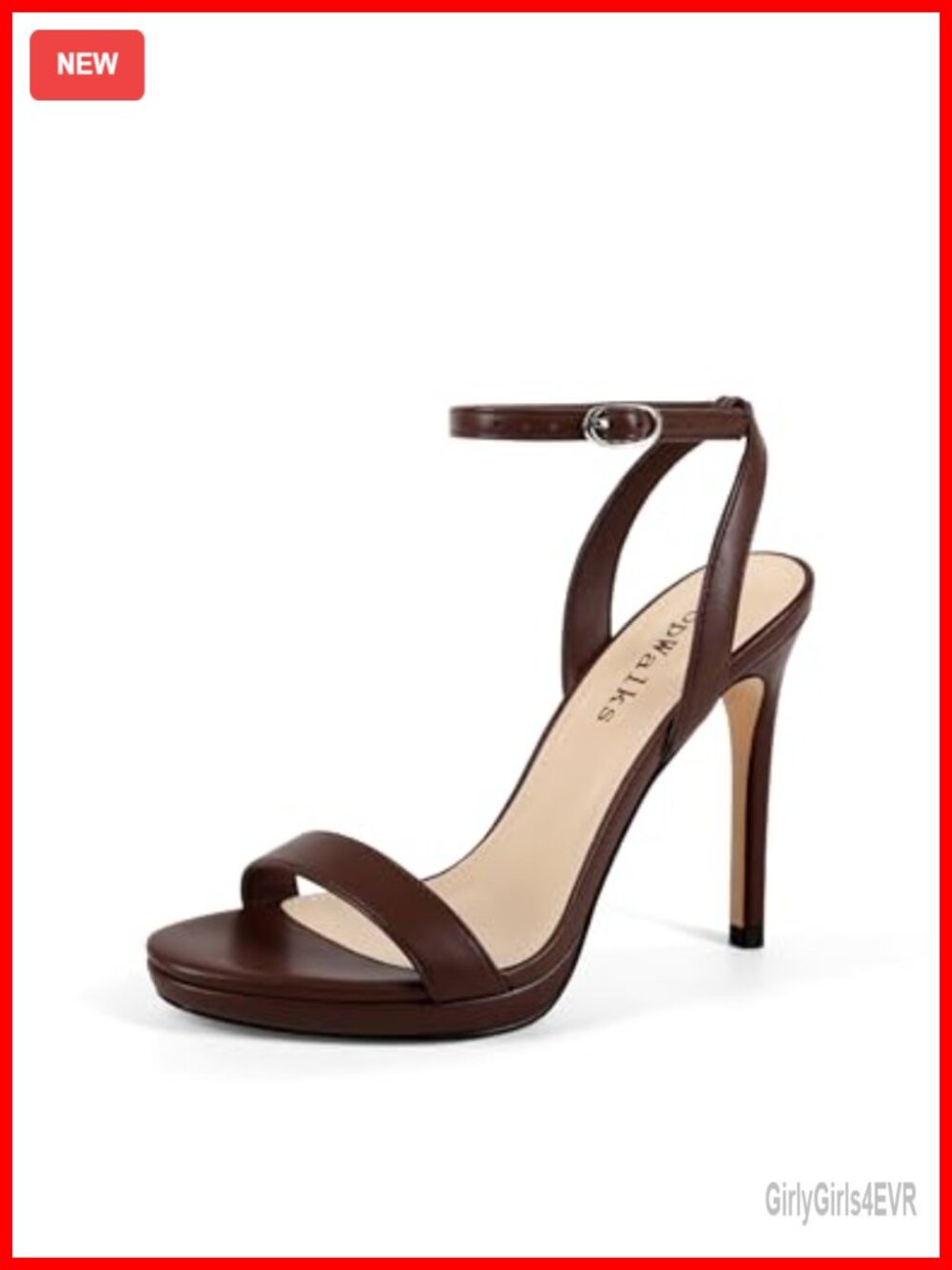 Platform Stiletto Heels Round Toe Ankle Strap PU Leather Women's Sandals